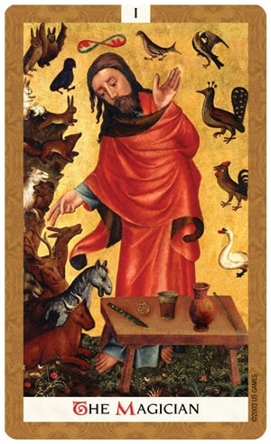 黃金塔羅|Golden Tarot|78張,中世紀到文藝復興的藝術化圖象拼貼作品,贈中文翻譯