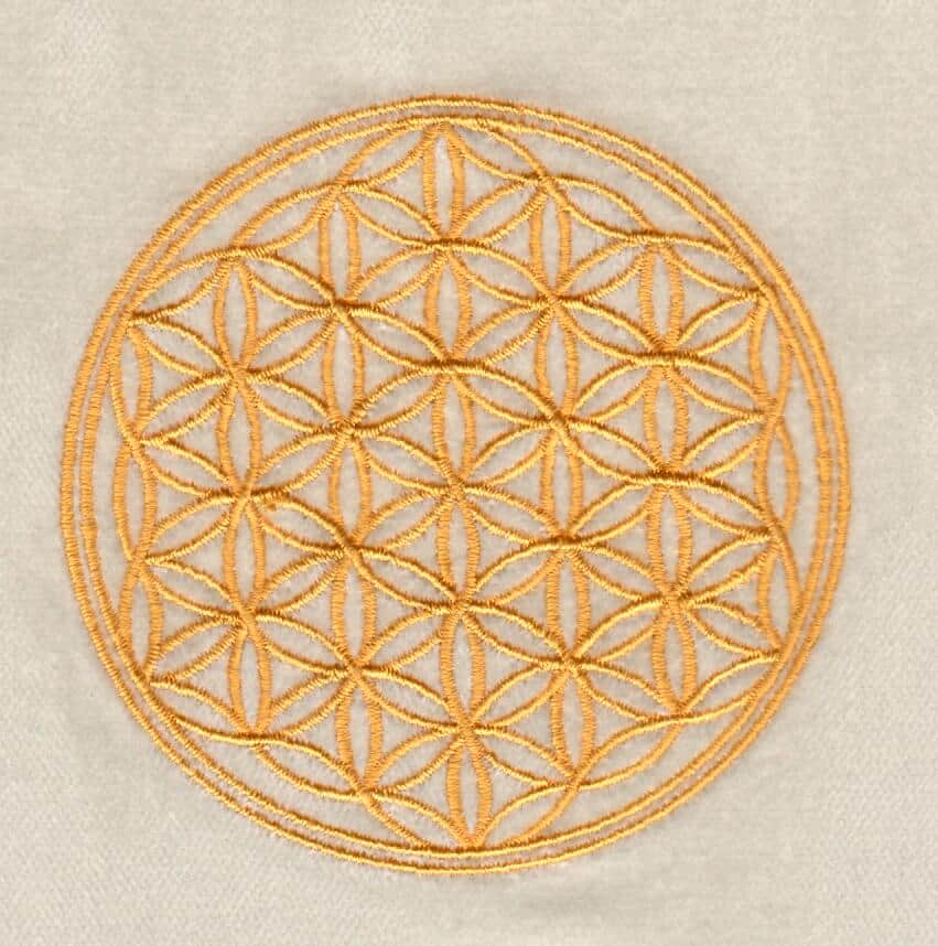 生命之花能量袋 - 白布金線（大）｜牌卡袋、塔羅袋、束口袋、保護袋