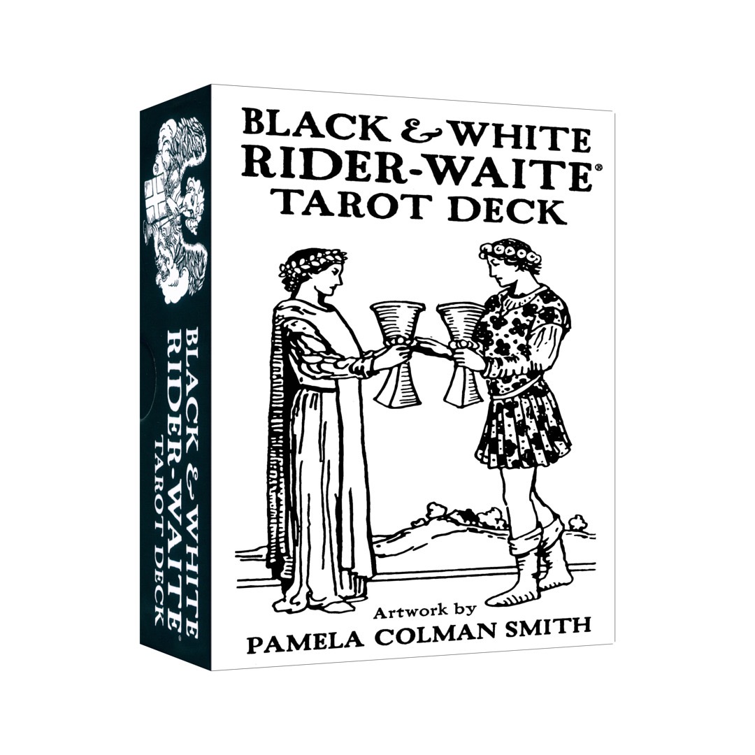 黑與白萊德偉特® 塔羅牌｜Black and White Rider-Waite® Tarot Deck｜78張,無邊框亞麻飾牌面加黑色鍍金箔邊,贈中文翻譯