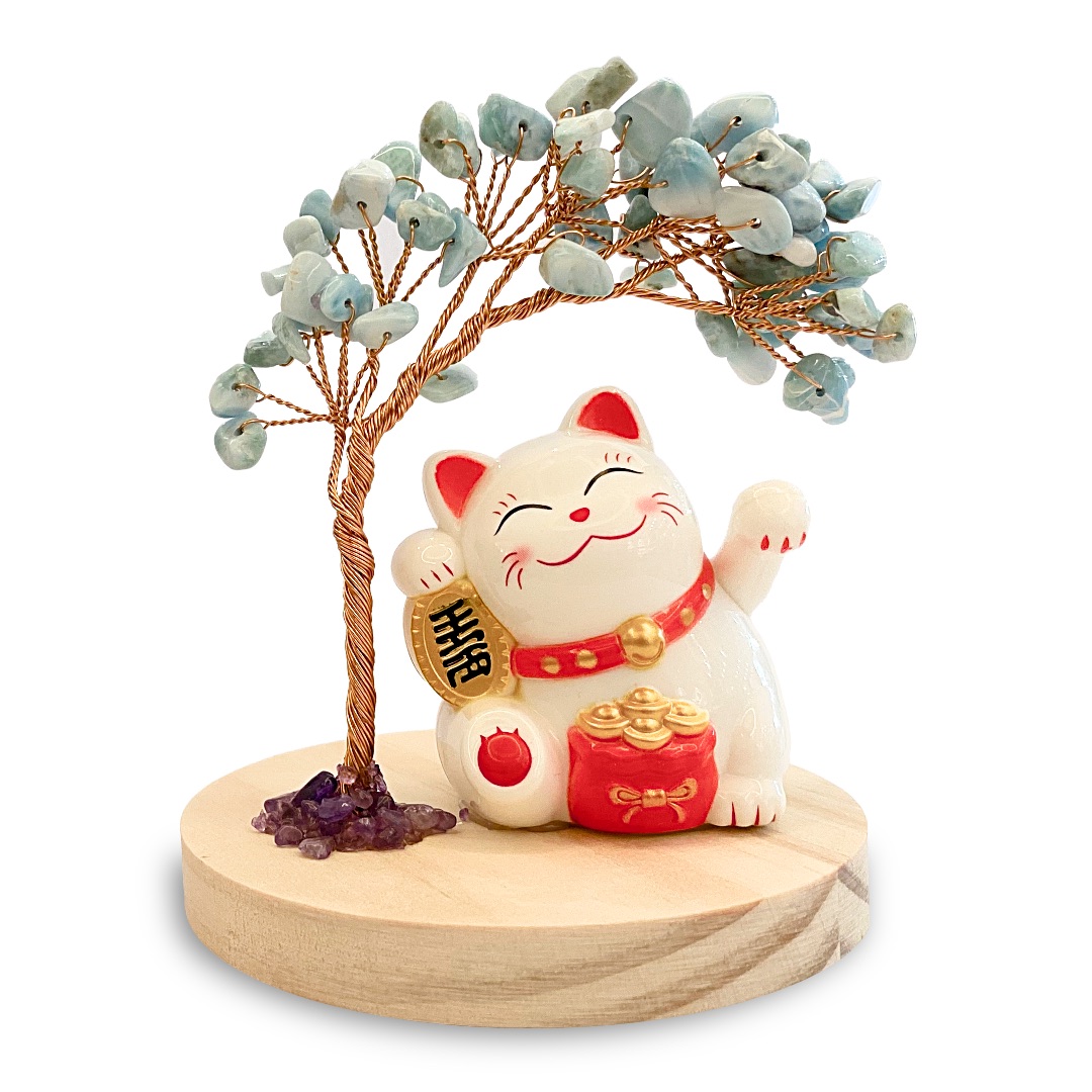 拉利瑪平安樹招財貓｜太陽能居家擺飾