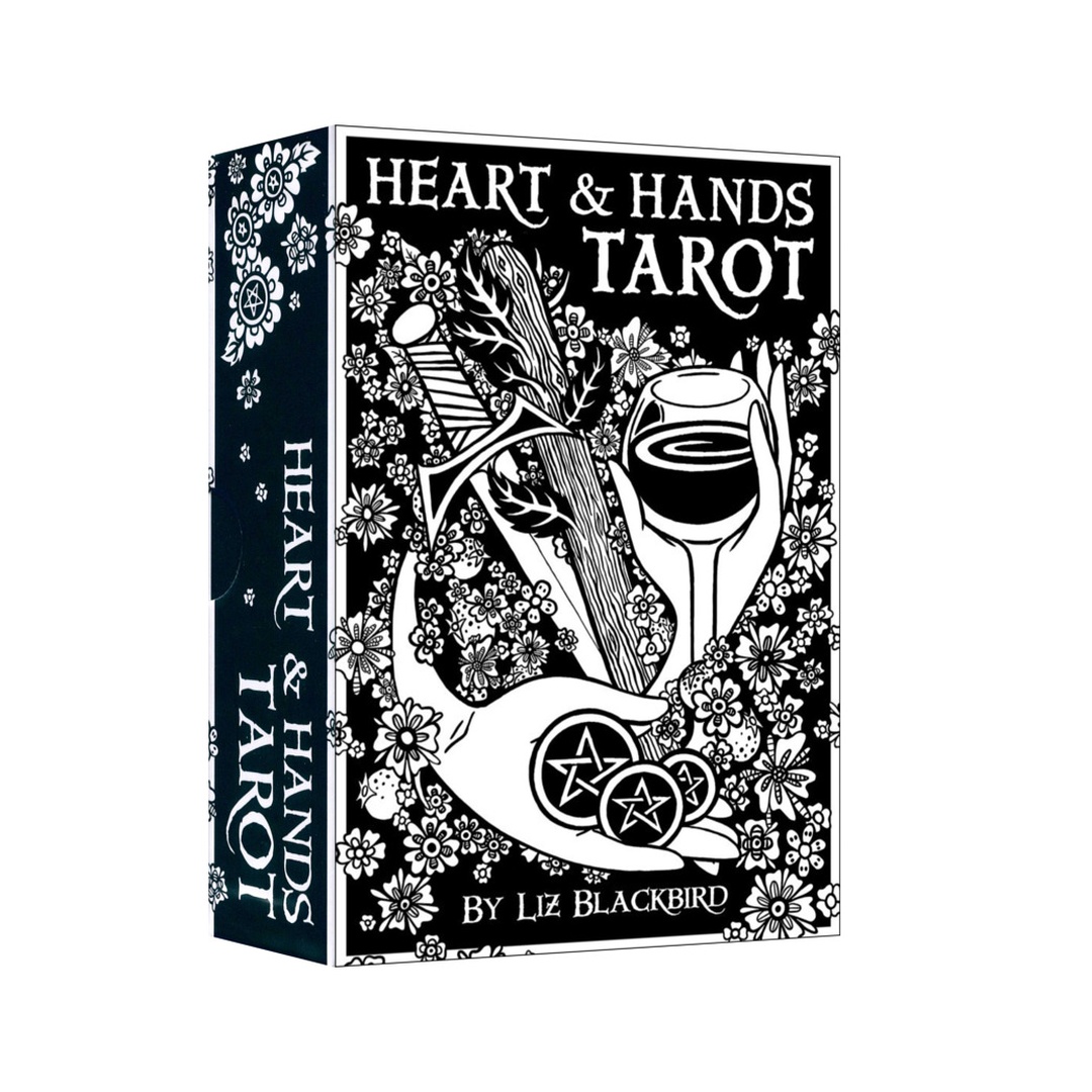 心手塔羅牌｜Heart Hands Tarot｜78張,飽覽黑白線條藝術的生動張力,贈中文翻譯