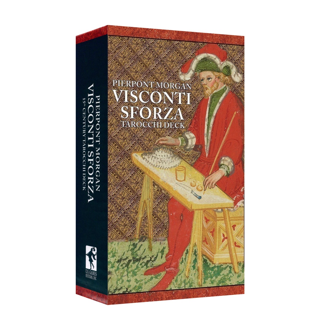 威斯康提塔羅牌｜Visconti Sforza Tarot Cards｜78張,經典重現中世紀米蘭失落後修復補整缺少的魔鬼、塔、劍三和錢幣騎士,贈中文翻譯