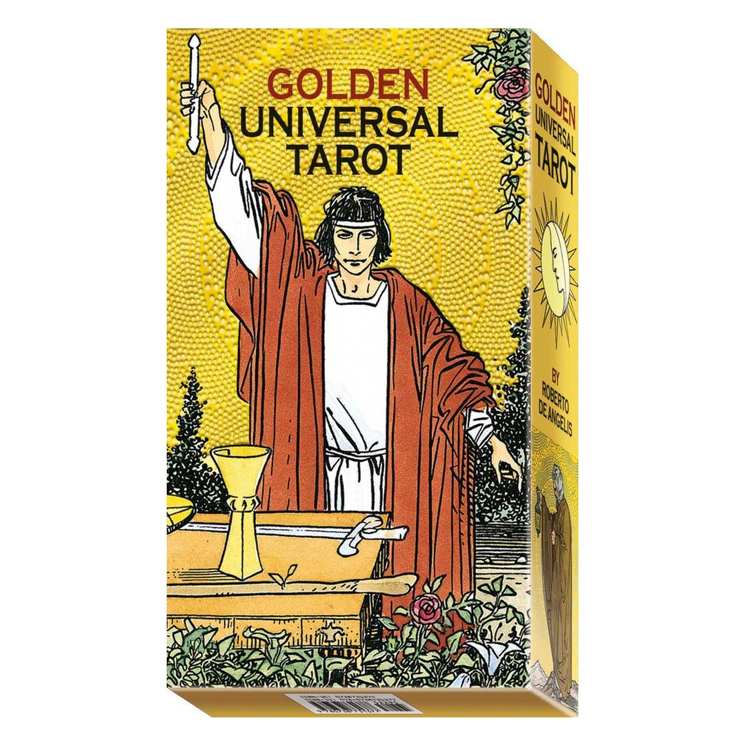 通用黃金塔羅｜Golden Universal Tarot｜78張,聖甲蟲黃金普及版塔羅,初學者適用的豪華極致版偉特,贈中文翻譯